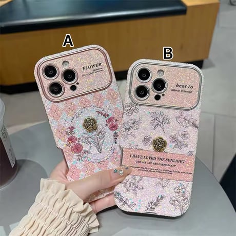 S75091 シャイニーガーリーフラワー iPhoneケース