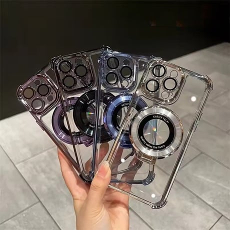 K23012 MagSafe対応 メタルリング付きクリアiPhoneケース