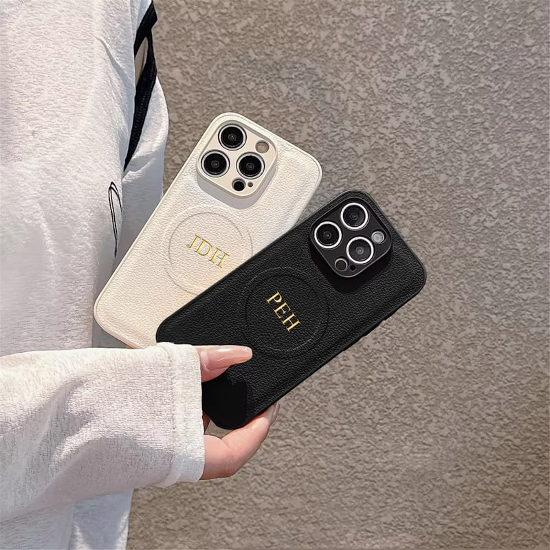 名入れオリジナルケース S74545 イニシャルエンボスレザー風iPhone