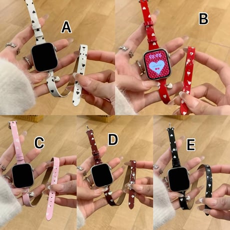N00204 ハート柄チャーム付き Apple Watchベルト