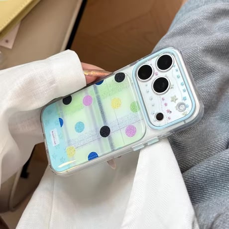 S75686 カラフルドットクリアiPhoneケース