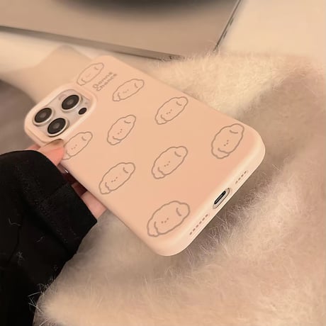 S74794 ふわふわドッグ柄iPhoneケース