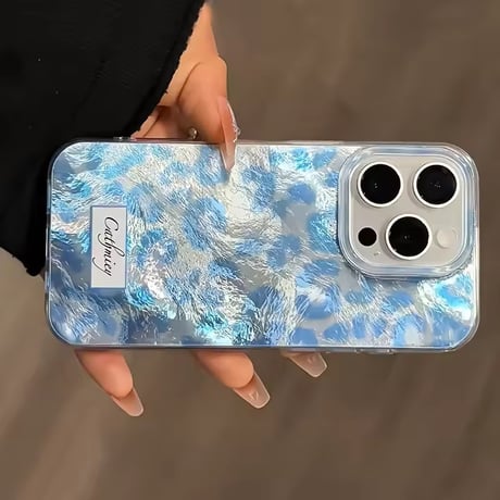 S75194 ブルーヒョウ柄 iPhoneケース