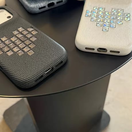 S75634 スタッズハート デニムライクiPhoneケース