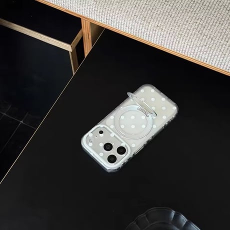 K23191 ドットリングスタンド付きクリアiPhoneケース