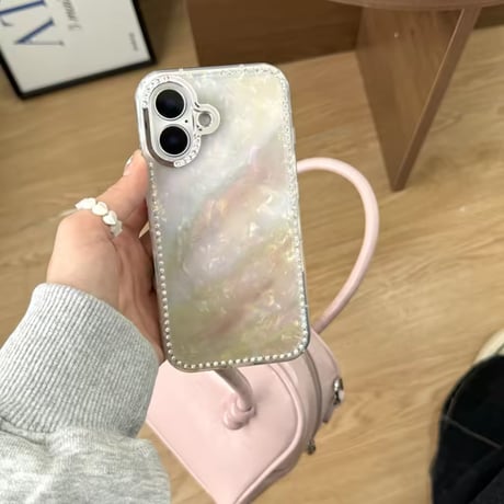 S74711 パールシェル×ラインストーン iPhoneケース