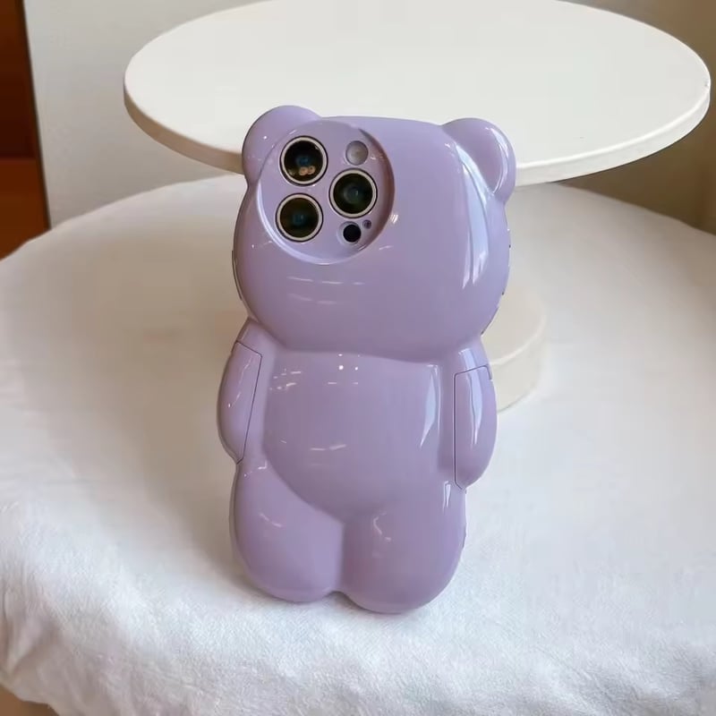 ☆さっちゃん☆GPSケース ベージュくまちゃん / 合皮ピンク 楽天市場