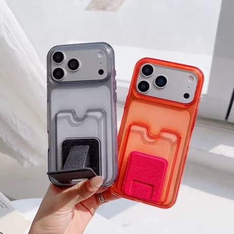 K23103 クリアカラー カード収納スタンドiPhoneケース