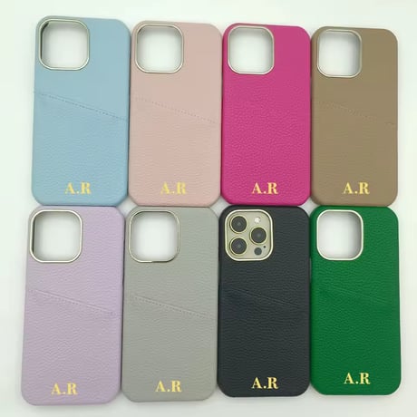 K23055 イニシャル刻印対応 カードポケット付きiPhoneケース