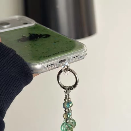 K23045 グリーンキャット きらめきiPhoneケース
