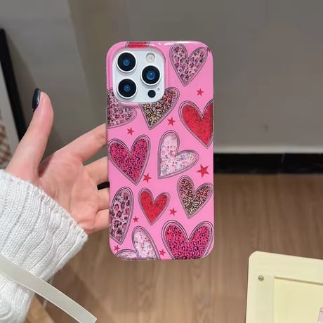 S74933 きらめきハートグリッターiPhoneケース