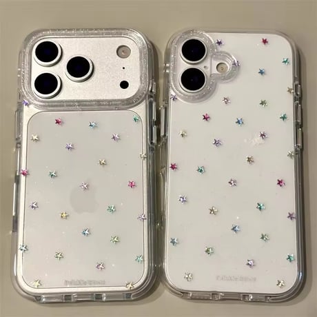 L62383 カラフル星ちりばめ クリアiPhoneケース