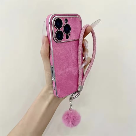 K23023 ファーストラップ付きデニム調iPhoneケース