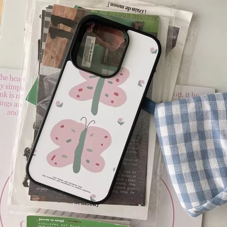 S74706 ピンクバタフライiPhoneケース