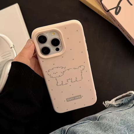 S74796 もこもこドッグのドットiPhoneケース