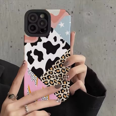 S74509 アニマルMIXパッチワーク iPhoneケース