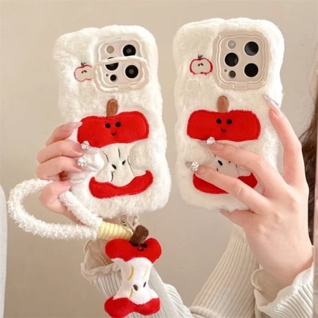 K22623 アップルコアふわもこスタンドiPhoneケース