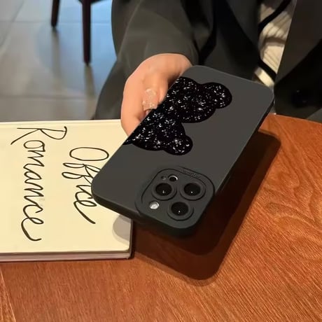 【即納商品】S74550 ブラックグリッターくまiPhoneケース