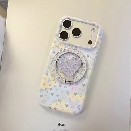 K23160 ハートリングフラワー MagSafeグリップ付きiPhoneケース
