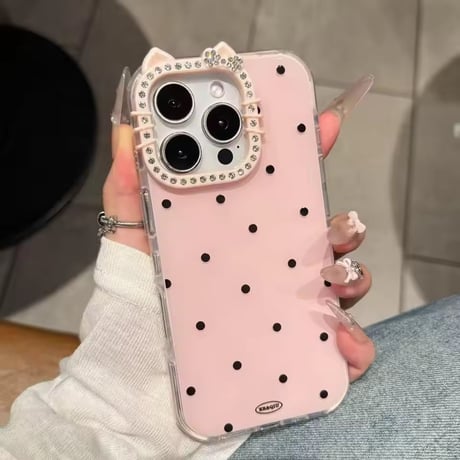 【即納商品】S74974 ドット×ジュエル猫耳カメラ iPhoneケース