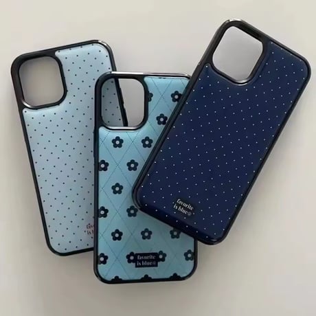 S75436 ブルーフラワードット iPhoneケース
