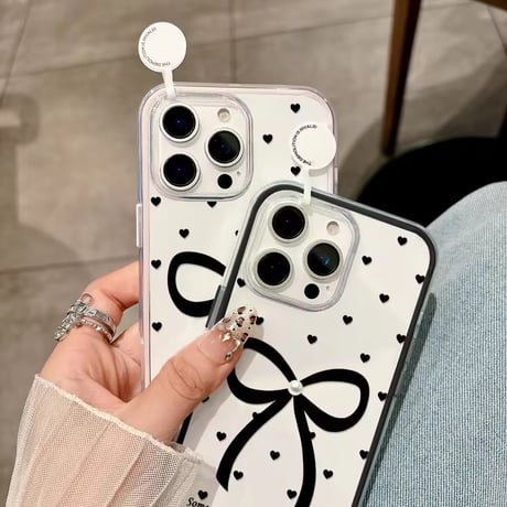 L62420 ロマンティックリボンクリアiPhoneケース