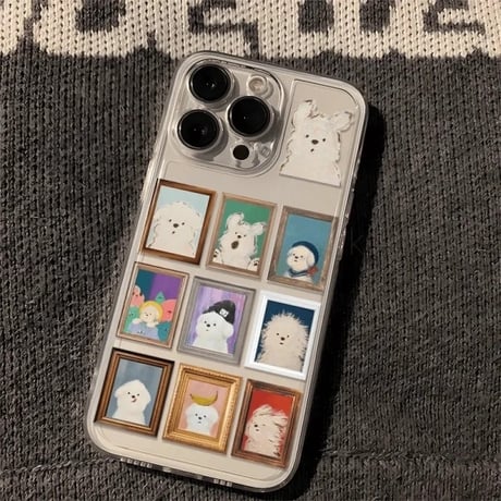 L62173 わんこの美術館クリアiPhoneケース