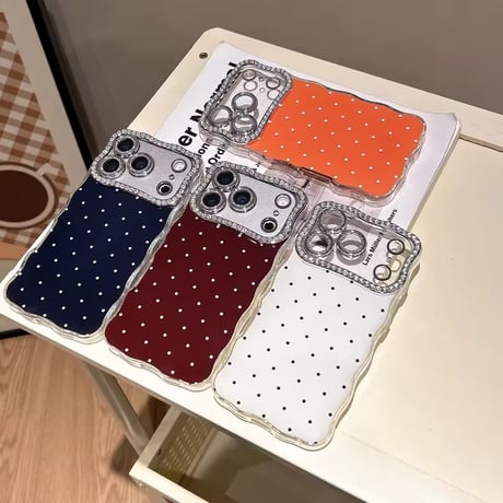 S75126 ドット×キラキラフレームのiPhoneケース
