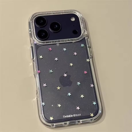 L62383 カラフル星ちりばめ クリアiPhoneケース
