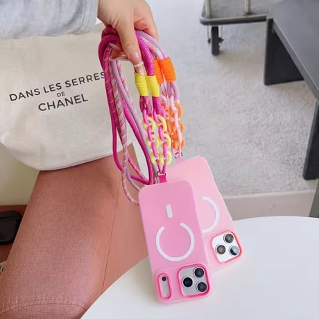 S75585 カラフルコードストラップMagSafeiPhoneケース