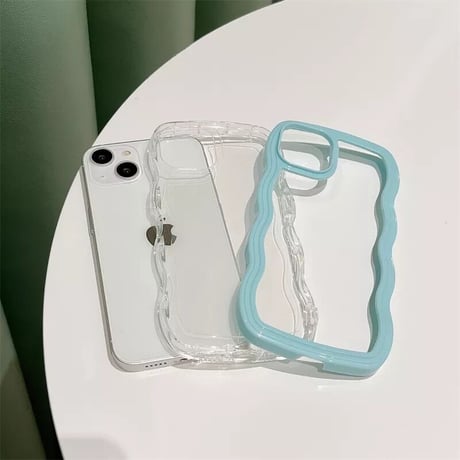 L61144  ウェーブラインのふんわりクリアiPhoneケース