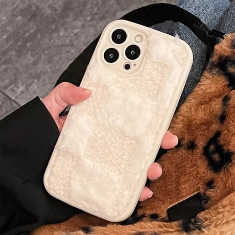 S74335 ふわもこチェック iPhoneケース
