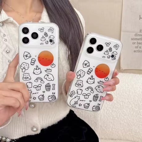S75430 ゆるかわイラストサンセット iPhoneケース