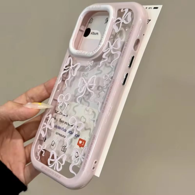 L62285 リボン柄クリアiPhoneケース | nanomita