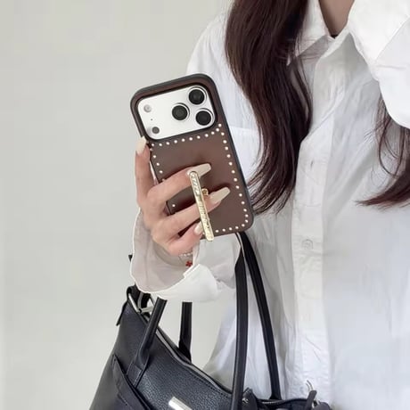 K23102 スタッズデザインスタンドiPhoneケース