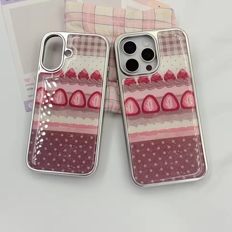 S75443ストラップ付きストロベリーケーキデザインiPhoneケース