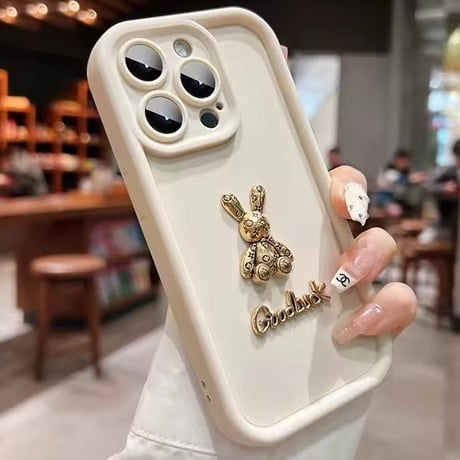 S74362 ゴールドラビットチャーム iPhoneケース