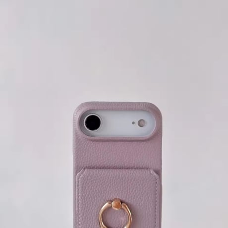 K22961 ねこモチーフ ミラー＆カードポケット付き iPhoneケース（ストラップ付き）