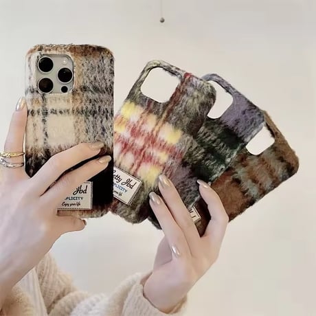 S74949 チェックファブリック iPhoneケース