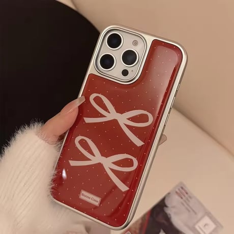 S75251 ダブルリボンドットiPhoneケース