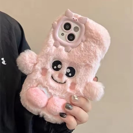 S75255 もこもこおめめ アニマルiPhoneケース