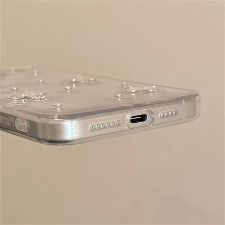 L62176 クリア蝶々とパールのiPhoneケース