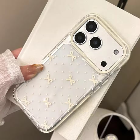 L62461 リボンドットクリアiPhoneケース