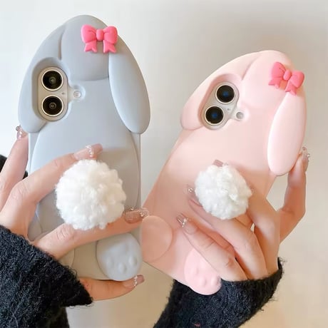 S74494 もこしっぽうさぎの立体iPhoneケース