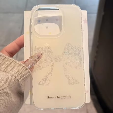【即納商品】S74589 レースリボンのホワイトiPhoneケース
