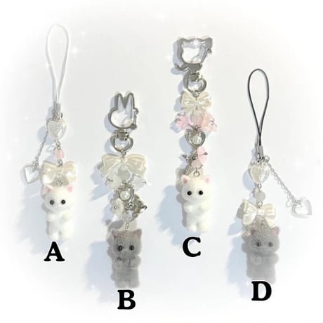 P0305 ふわもこ子猫チャームストラップ