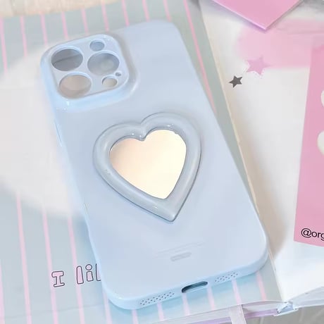K22886 ハートミラー付きパステルiPhoneケース