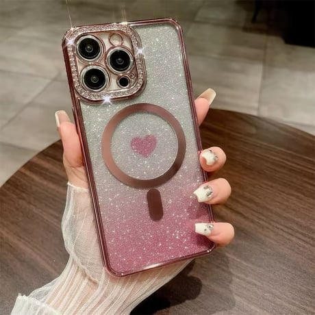 【即納商品】S74427 ハートラメMagSafe対応iPhoneケース