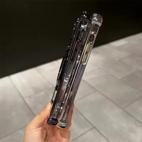 K23012 MagSafe対応 メタルリング付きクリアiPhoneケース