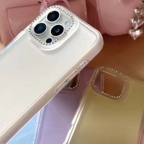 S75656 ビジューカメラフレーム パステルiPhoneケース
